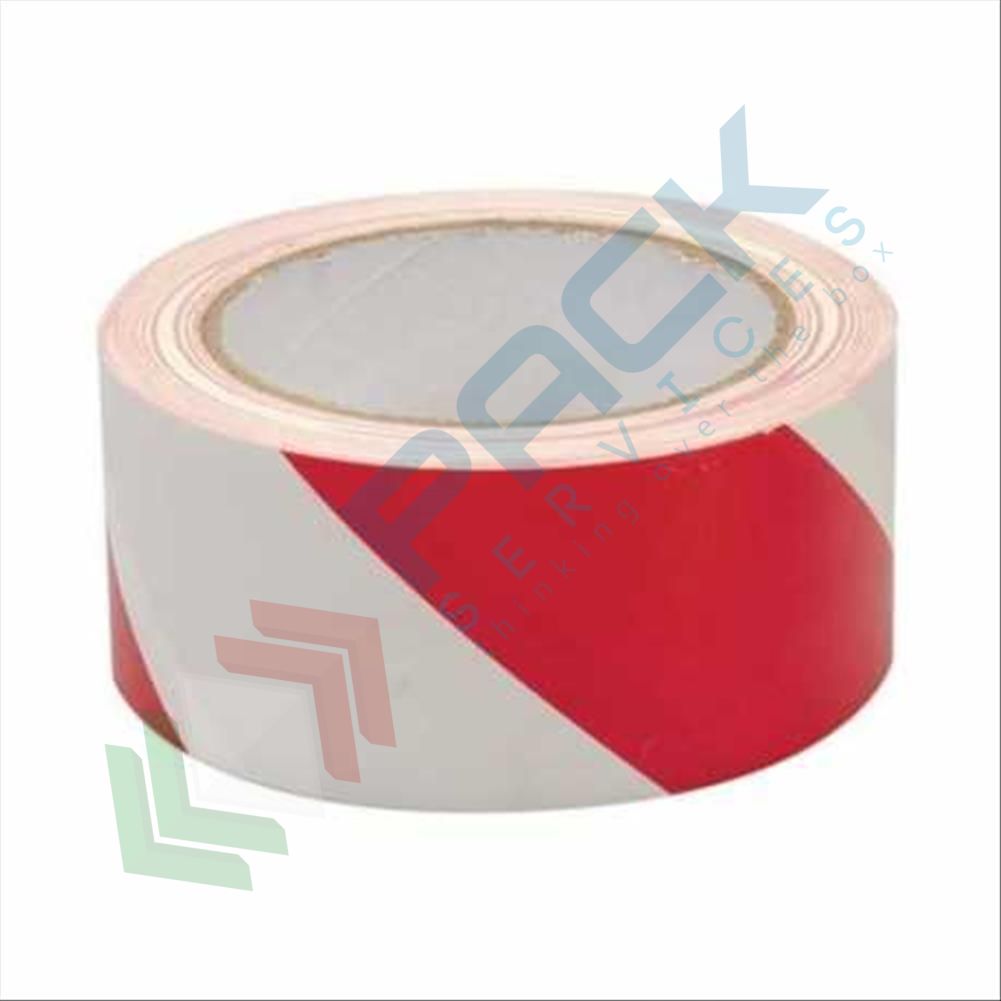 Nastro adesivo in gomma, per segnaletica da pavimento, Mis. 75 mm x 33 mt,  spessore 0,15 mm, colore bianco/rosso