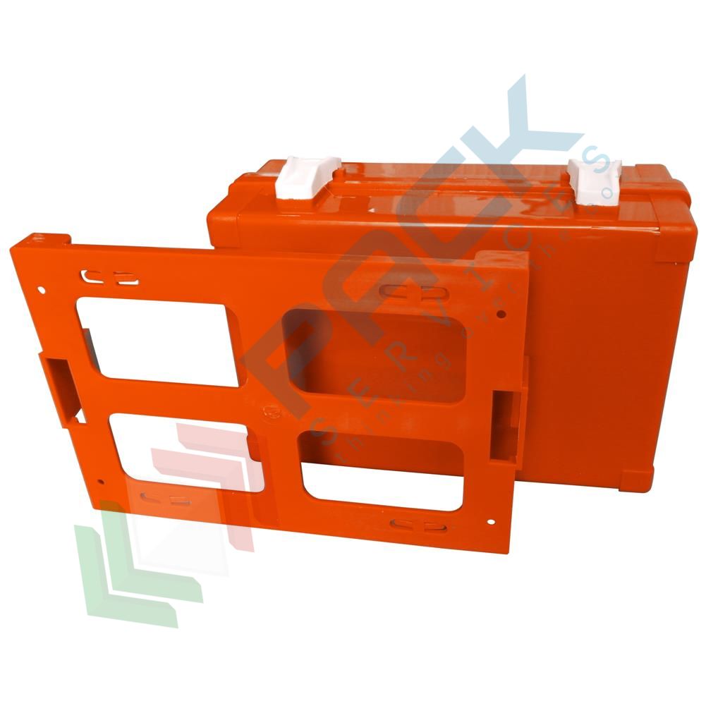 Valigetta pronto soccorso vuota in ABS con chiusura con due clip rotanti,  colore arancio