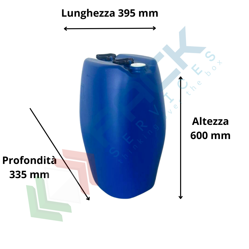 Fusto in HDPE alimentare, rettangolare 60 Lt, ADR liquidi