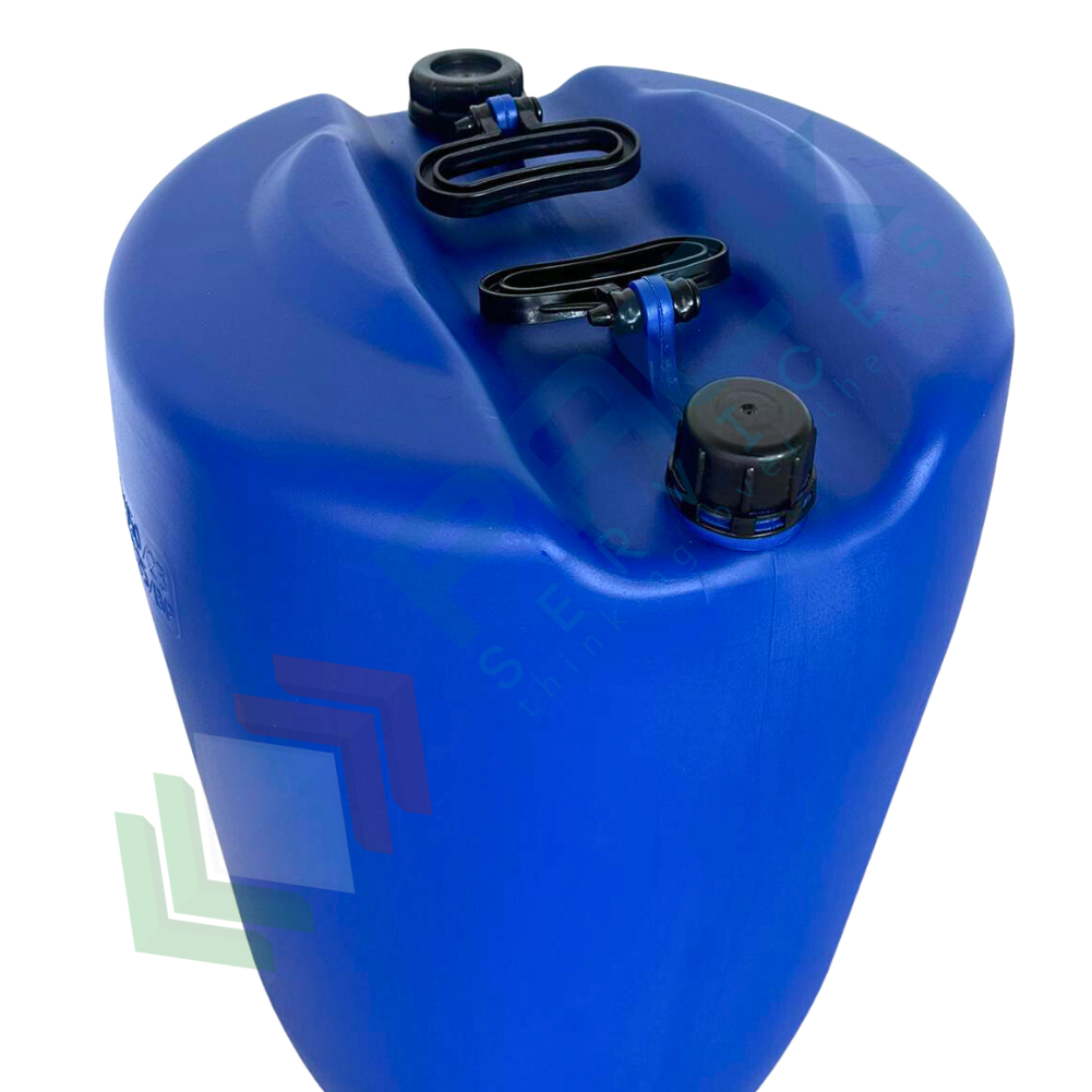 Fusto in ferro cilindrico, capacità 60 Lt, omologato ADR/ONU per liquidi,  con tappi a vite Tri Sure (inclusi), corpo blu interno laccato : :  Commercio, Industria e Scienza