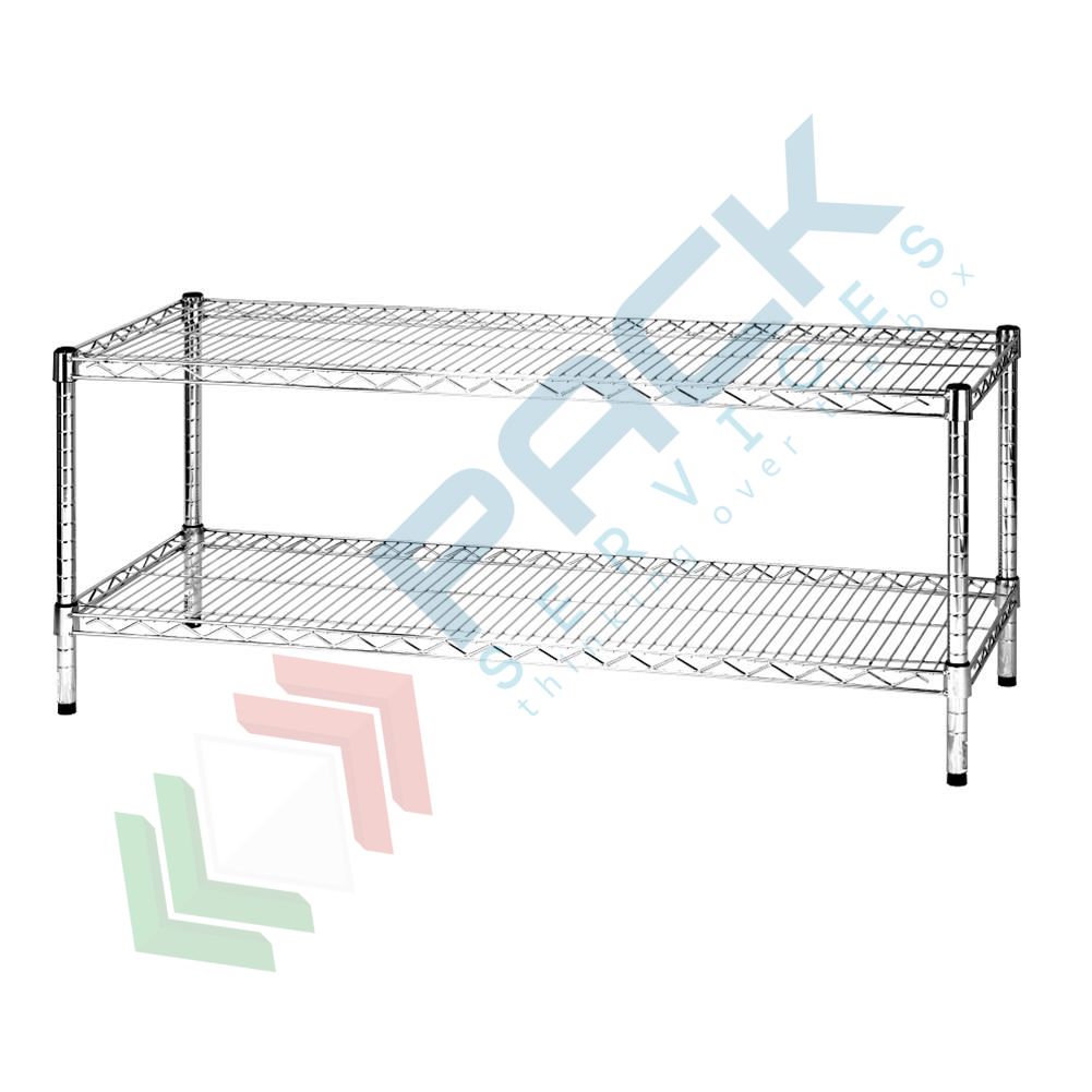 Scaffale in acciaio cromato, Mis. 90 L x 35 P x 90 H cm, 3 ripiani robusti  e regolabili